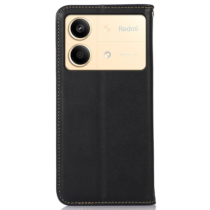 KHAZNEH For Xiaomi Redmi Note 13R Pro 5G Phone Case Genuine Cow Leather RFID Blocking - Black KHAZNEH For Xiaomi Redmi Note 13R Pro 5G Phone Case Genuine Cow Leather RFID Blocking - Black